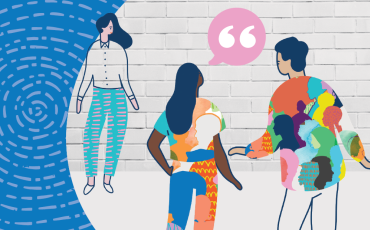 illustrated figures speaking with other
