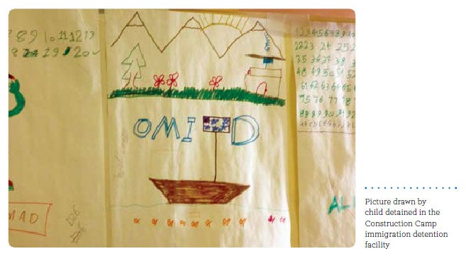Picture drawn by child detained in the Construction Camp immigration detention facility