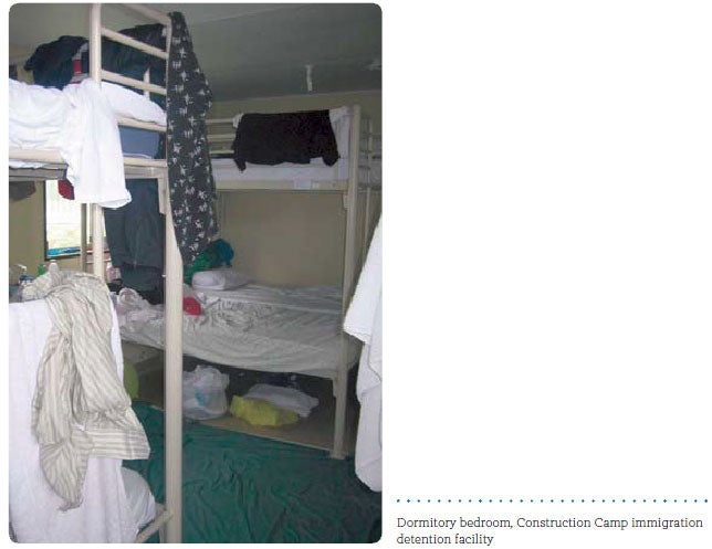Dormitory bedroom, Construction Camp immigration detention facility