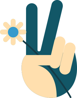 Peace hand and flower