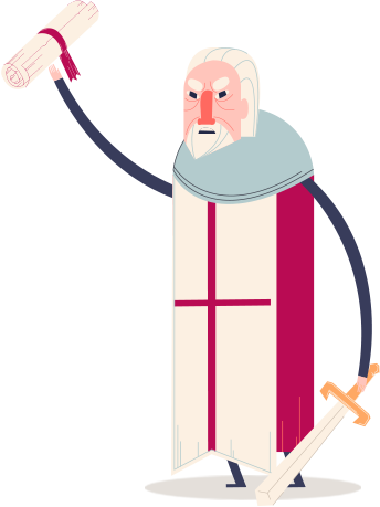 Baron weilding sword and the Magna Carta
