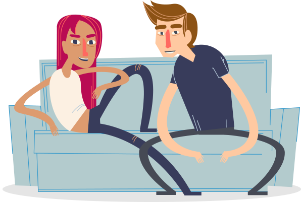 A boy and girl sitting on a couch