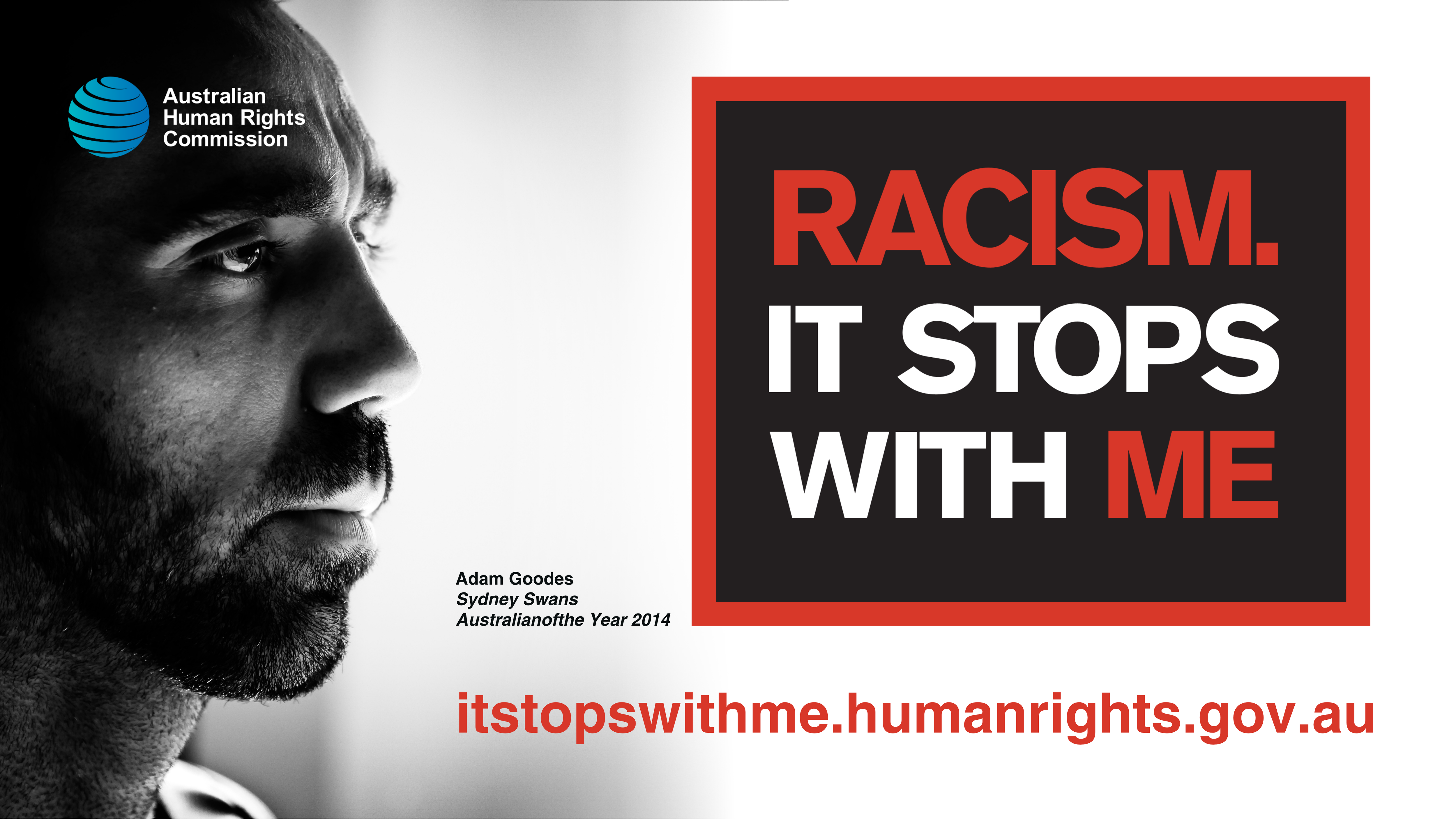 Racism campaign image with Adam Goodes