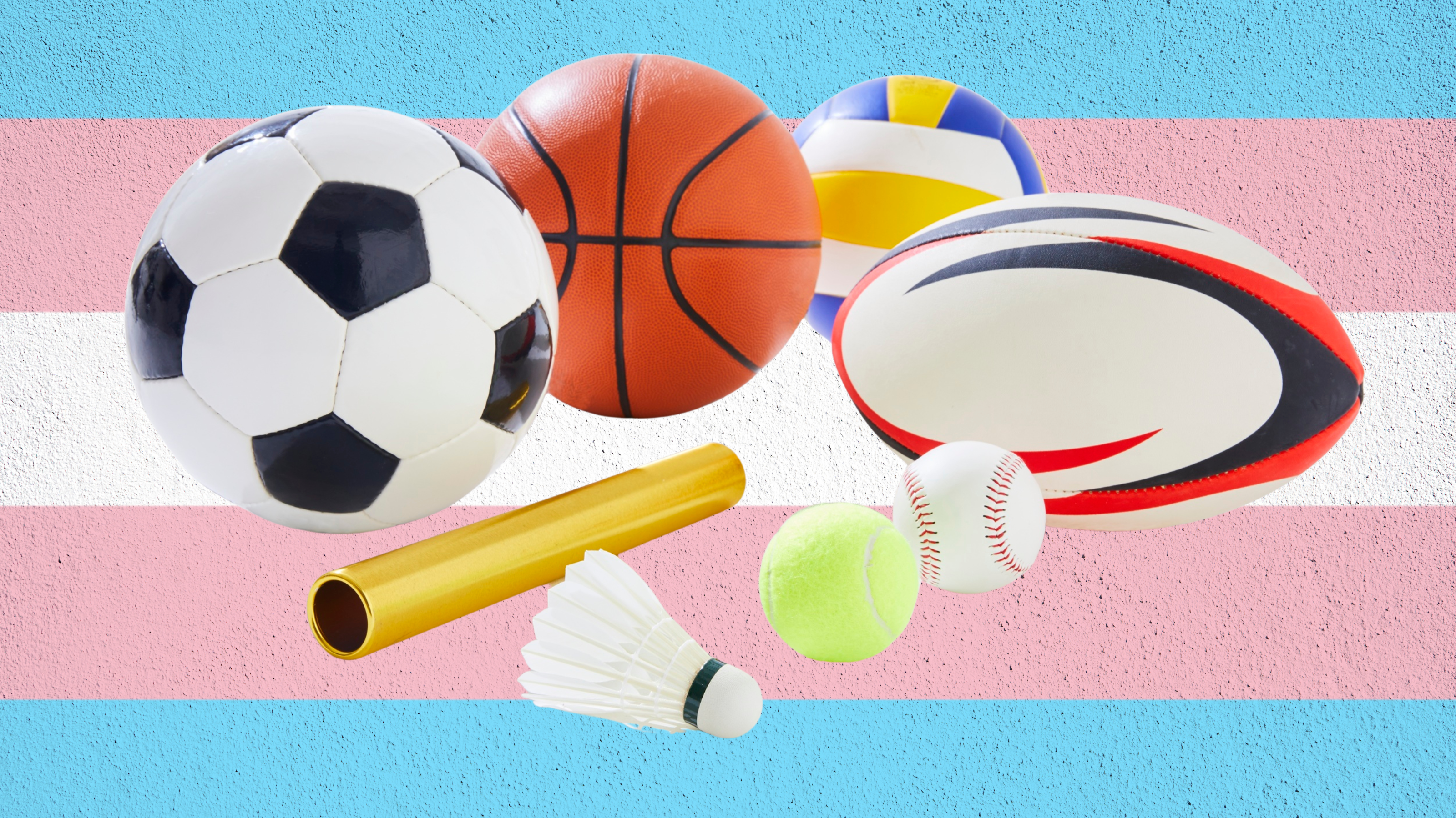 Trans flag and sports symbols
