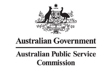 Australian Government crest featuring a kangaroo and emu around a shield, with text below reading Australian Government Australian Public Service Commission.