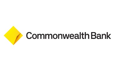 The Commonwealth Bank logo featuring a yellow diamond shape with a folded corner, next to the text Commonwealth Bank in black lettering on a white background.