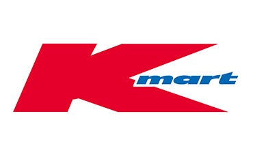 Kmart logo featuring a large red letter K with the word mart in blue lowercase letters overlapping the bottom right of the K on a white background.