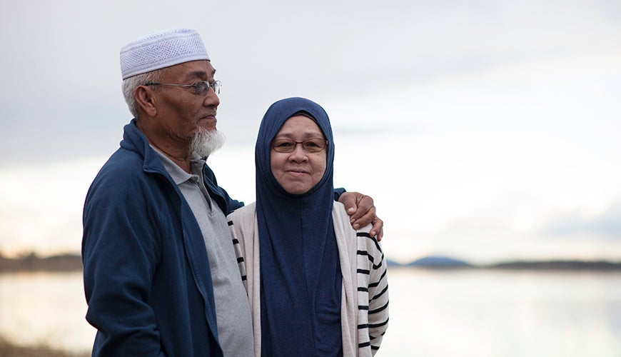 Muslim couple on the beach