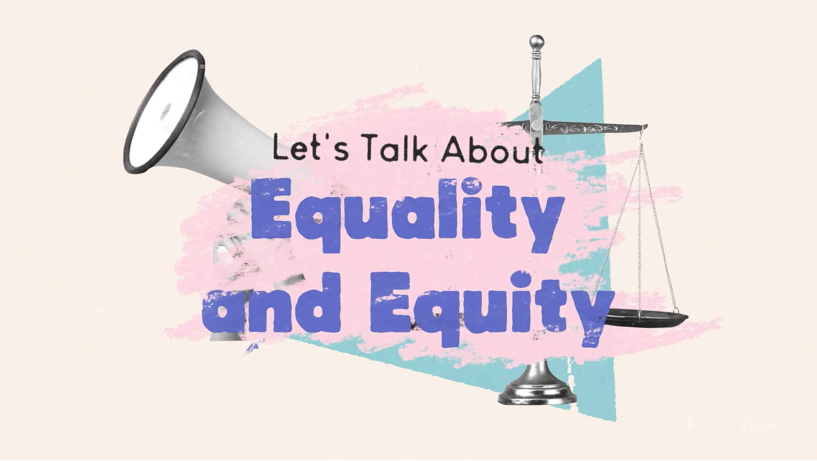 Text reads 'Let's talk about equality and equity'