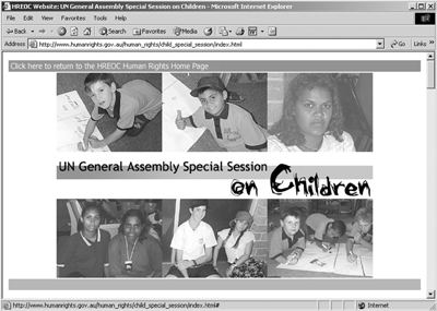 United Nations Special Session on Children Website