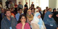 Community and media members at the launch of Isma? - Listen: National consultations on eliminating prejudice against Arab and Muslim Australians, March 2003.