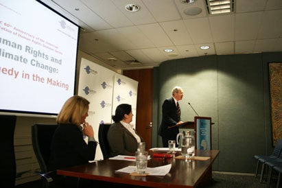 Photo of John von Doussa QC speaking at the first of the UDHR Seminar Series, 2008