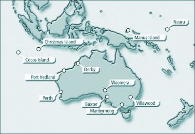 Image: Locations of detention centres in and around Australia