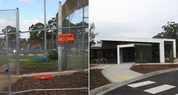 Left: construction works, Villawood Immigration Detention Centre; right: new visits area, Melbourne Immigration Transit Accomodation. 