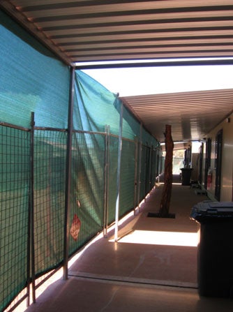 Accommodation block and rear fence, Leonora immigration detention facility