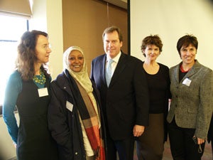 From left to right: Lilliana Hajncl, Melika Yassin Sheikh-Eldin, the Hon Robert McClelland, Maggie Power, Jennifer Davis