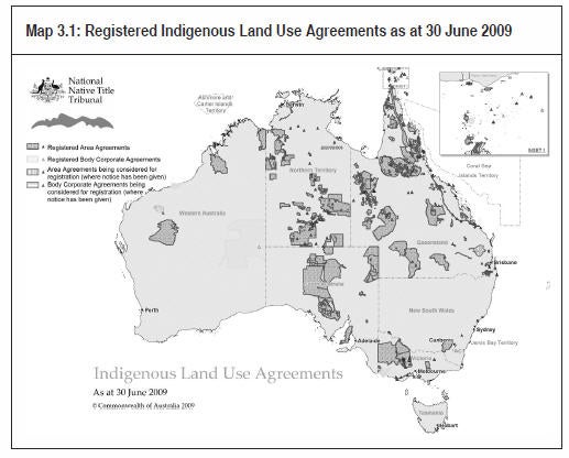 Map 3.1: Registered Indigenous Land Use Agreements as at 30 June 2009