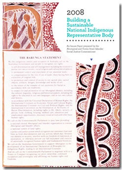 Building a sustainable National Indigenous Representative Body – Issues for consideration