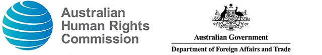 Logo of the Department of Foreign Affairs and Trade and the Australian Human Rights Commission