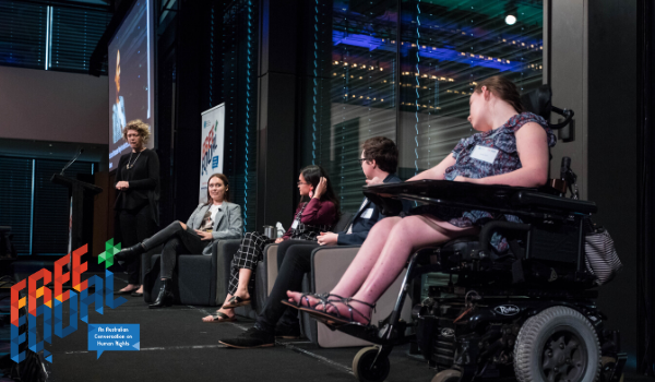 Young people speak at the Commission's 'Free and Equal' Conference in 2019