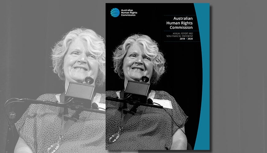 Rosemary Kayess on cover of annual report 2019-2020