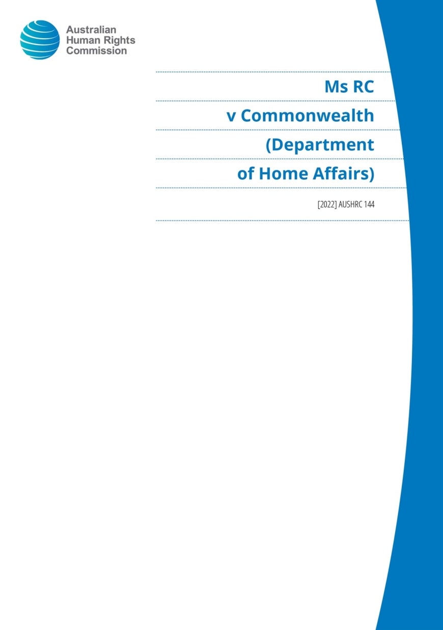 Ms RC v Commonwealth (Department of Home Affairs)