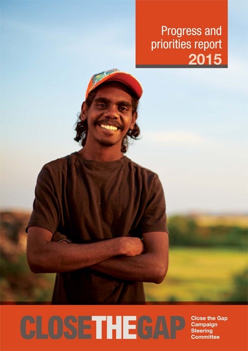 Cover of Close the Gap 2015 report - a smiling Indigenous young man