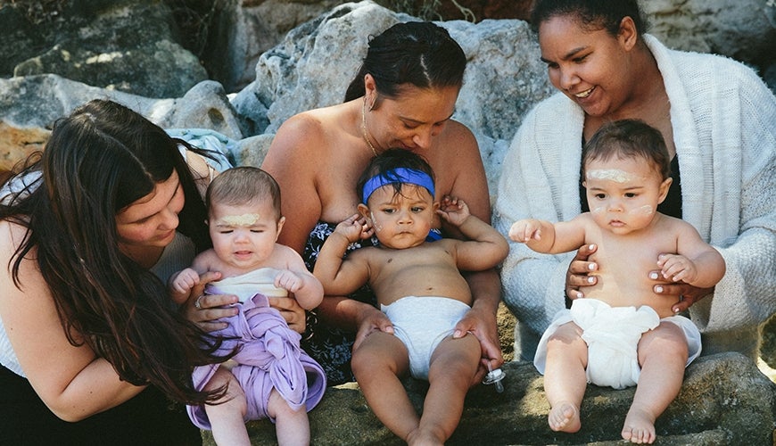 three Aboriginal mothers and their healthy babies