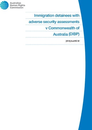 Cover - Immigration detainees with adverse security assessments v Commonwealth of Australia (DIBP)