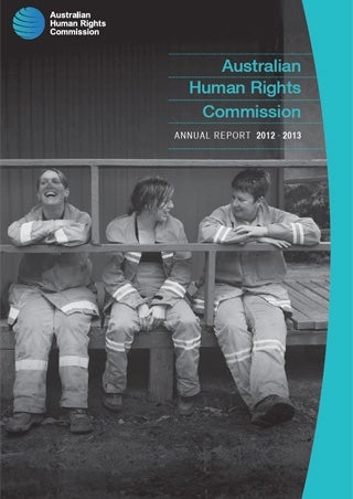 Cover of Annual Report 2012-13. Volunteer firefighters sit on a verandah chatting