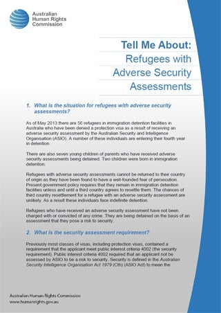 Tell Me About: Refugees with Adverse Security Assessments ...