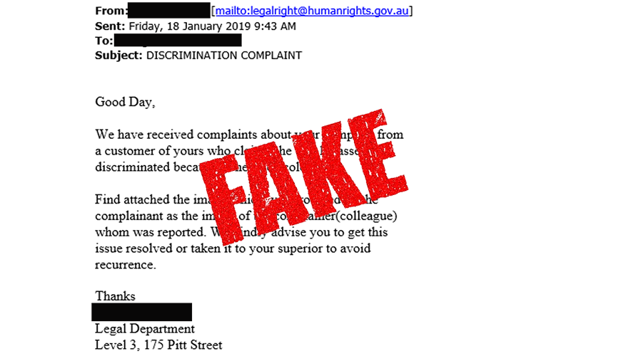Example of fake email