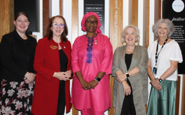 Human Rights Commissioner Lorraine Finlay, President Emeritus Professor Rosalind Croucher AM, Special Rapporteur on the sale and sexual exploitation of children Mama Fatima Singhateh, National Children’s Commissioner Anne Hollonds and policy director Susan Nicolson.  