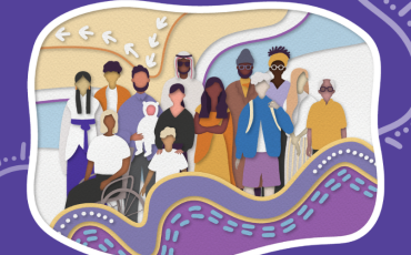 Coloured illustrations graphic showing people from various cultural and personal backgrounds