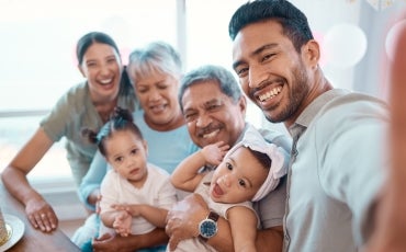 Selfie smiling multigenerational family