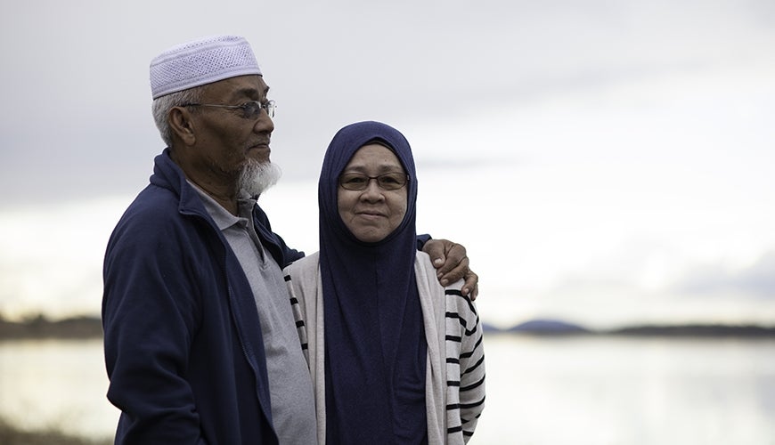 Muslim couple on the beach
