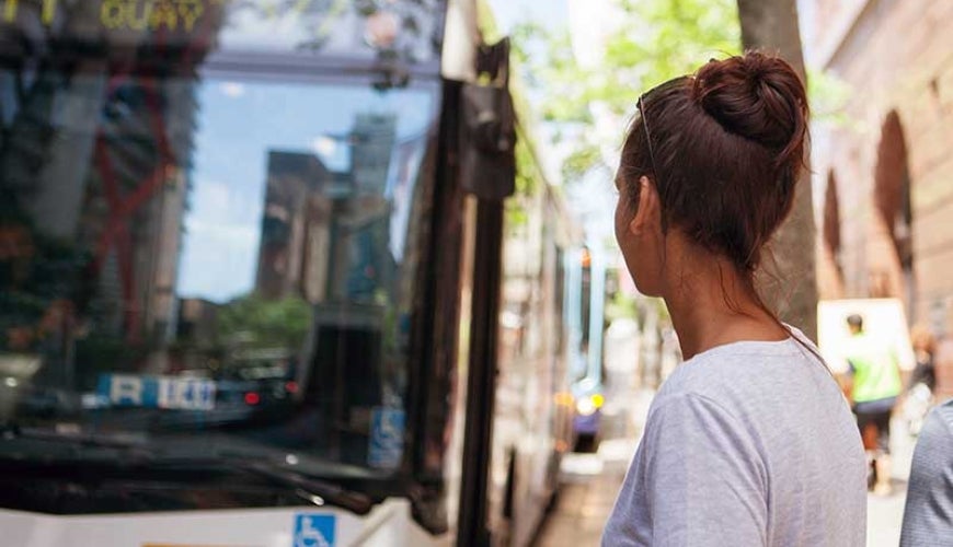 Woman waiting for the bus