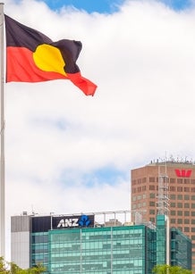 Aboriginal flag flying in city