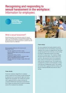 Cover - Recognising and responding to sexual harassment in the workplace: Information for employees