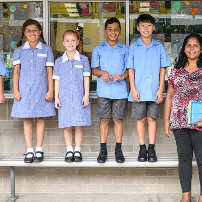 Australian school children and their teacher