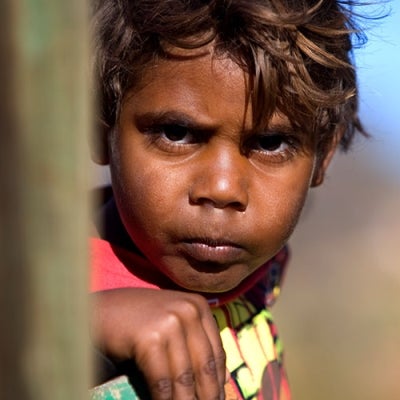 Aboriginal boy with intense expression